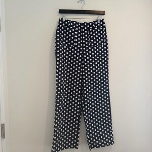NWT Lulus - Navy Poka Dot High-Rise Straightleg Pants - Size M - Navy and White